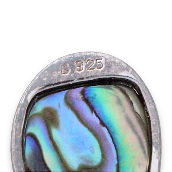 Vintage Sterling Silver Abalone Shell Flip Flop Sandal Pendant Hawaiian Plumeria - Picture 4 of 4